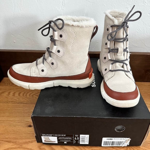 Sorel Shoes - Sorel womens Explorer™ Ii Joan - Color:Chalk/Wood - Size:6.5